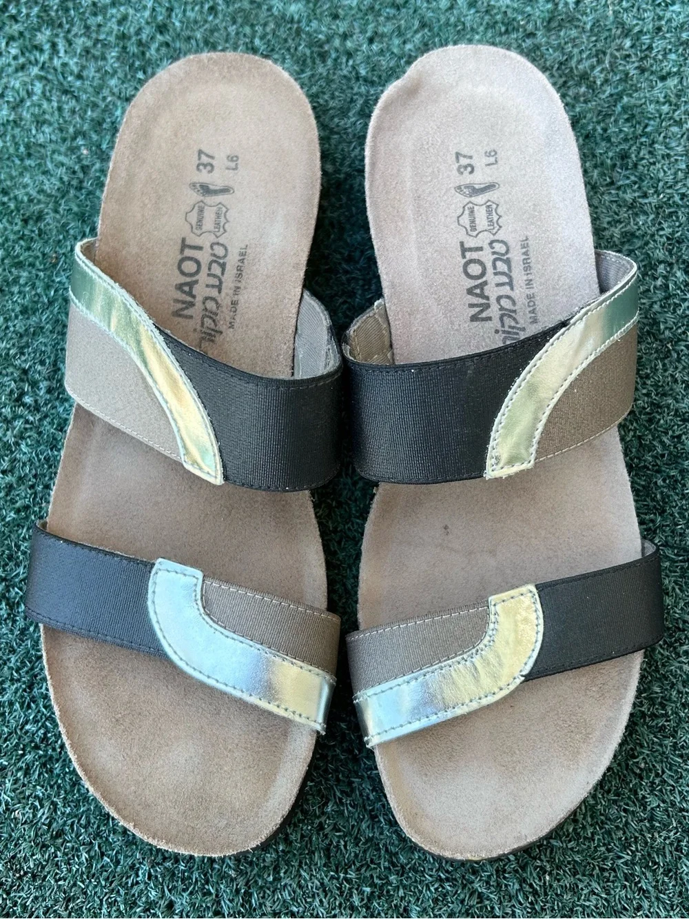 Naot Frankie Slide Sandal Leather Black Silver 37 - Picture 13 of 13